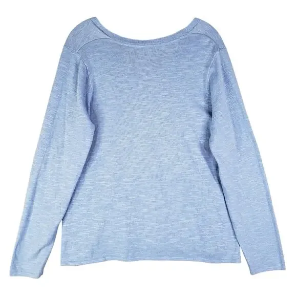 J Jill Sweater Blue Pullover Cotton Wool Silk Womens Size Large Cotton Linen - Picture 3 of 8